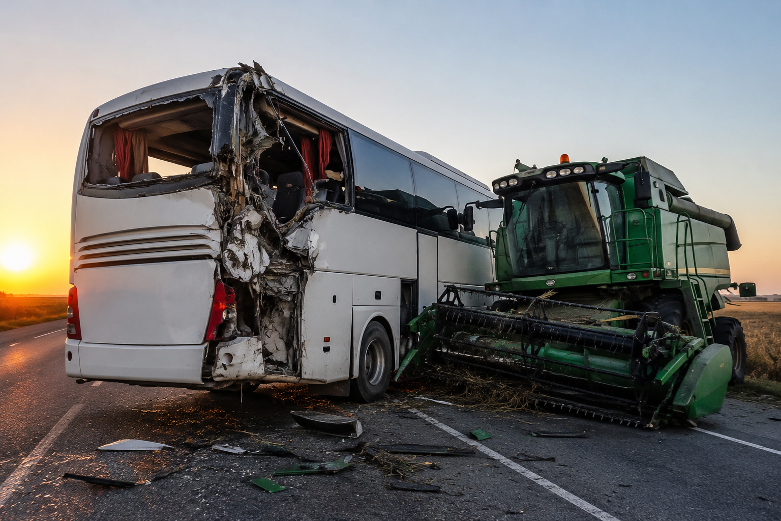 İstanbul’dan Kahramanmaraş’a Gelen Yolcu Otobüsü Biçerdöverle Çarpıştı