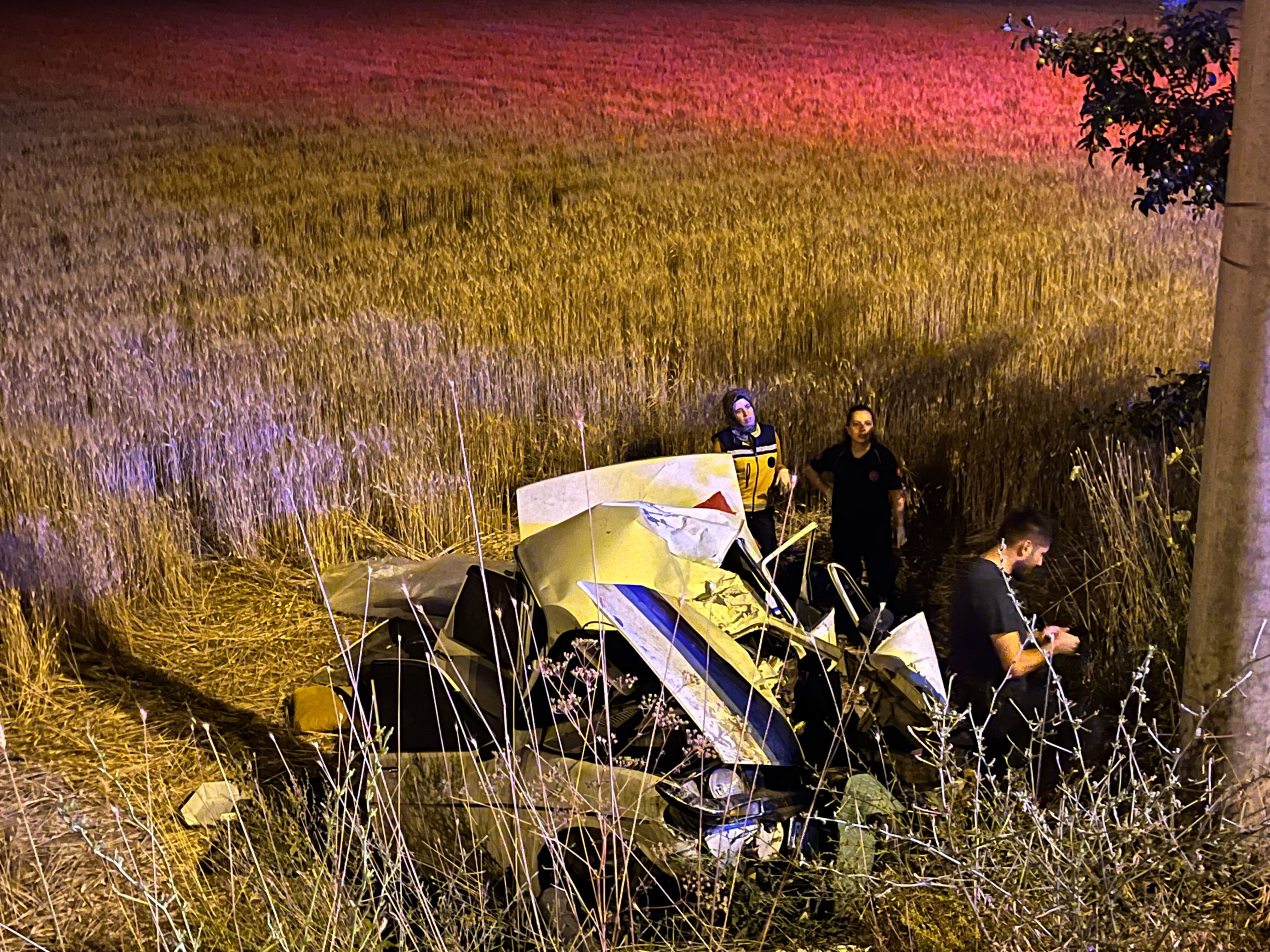 Kahramanmaraş'ta Direğe Çarpan Otomobilin Sürücüsü Öldü (1)