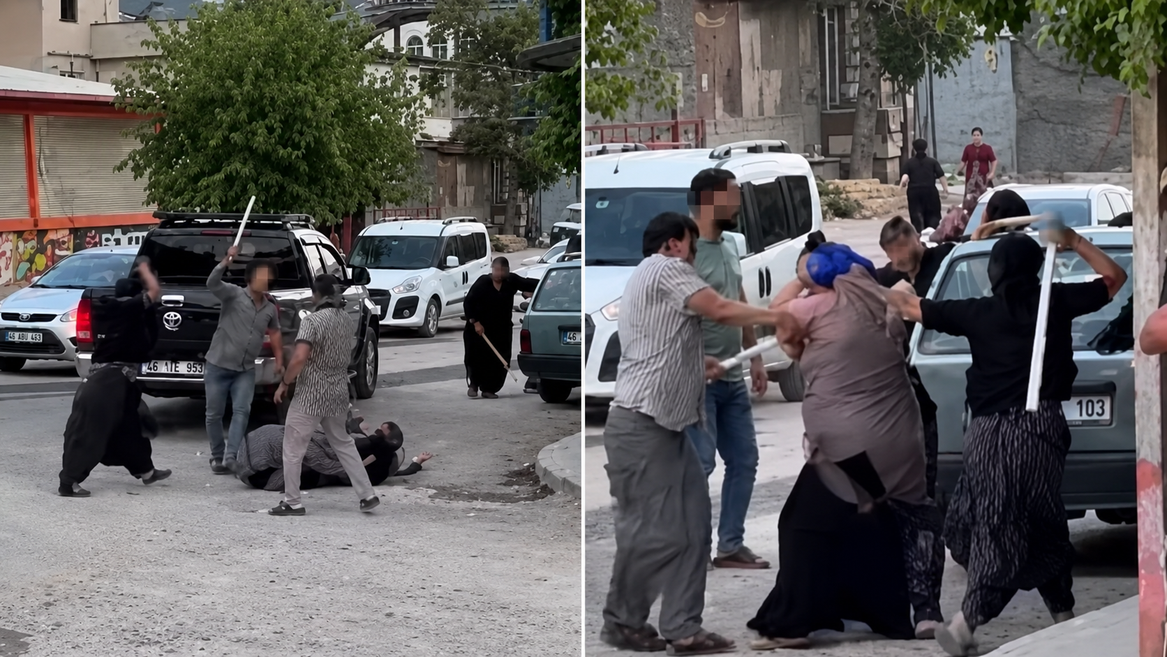Kahramanmaraş'ta Kadınlar Birbirine Sopalarla Saldırdı