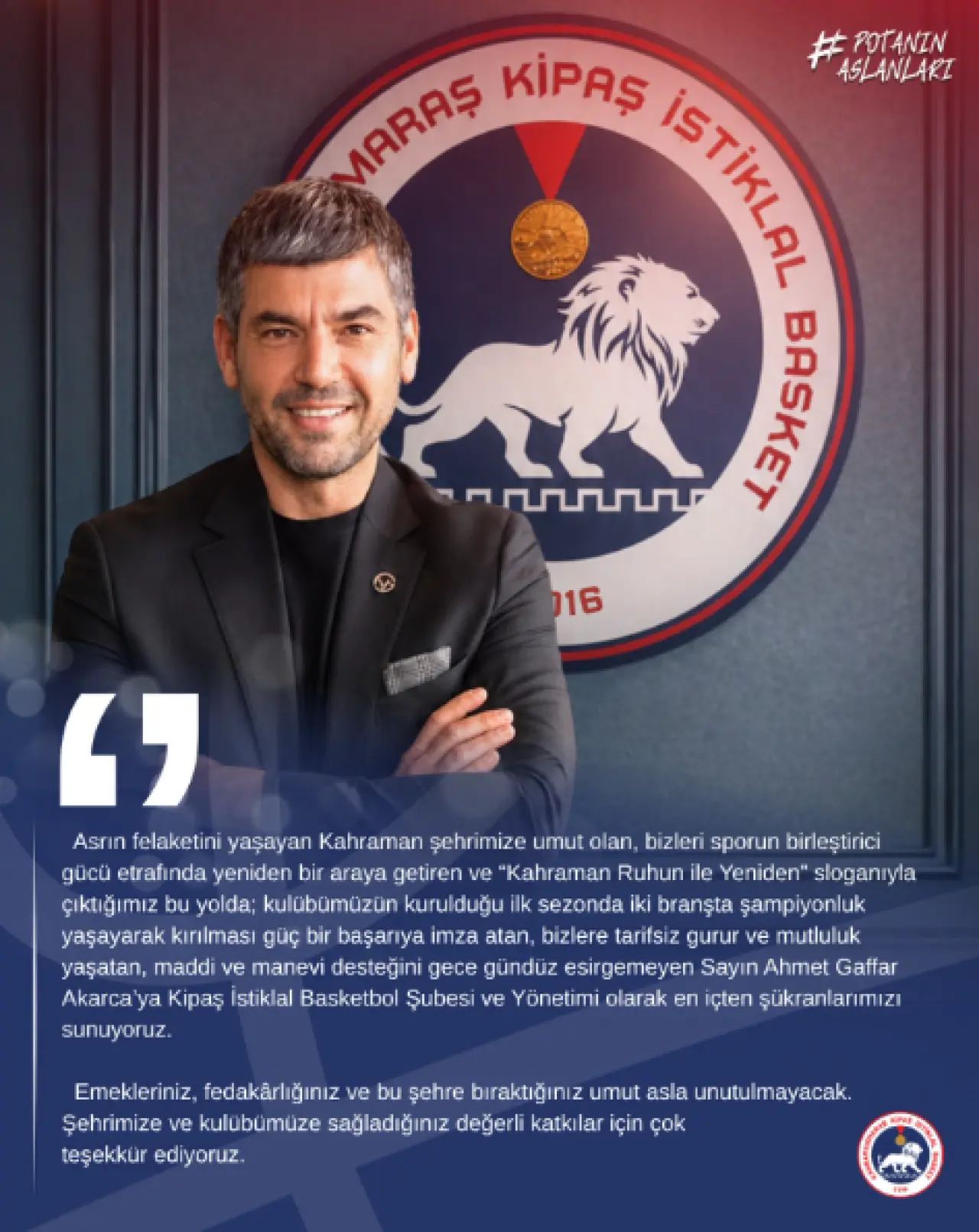 Kipaş İstiklal’den Ahmet Gaffar Akarca’ya Veda