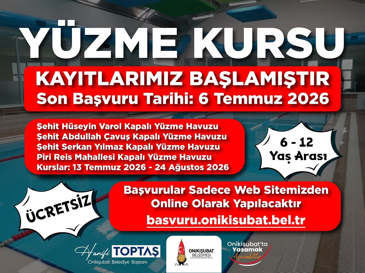 Onikişubat'ta Ücretsiz Yaz Yüzme Kursu Kayıtları Başladı-1