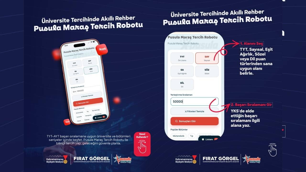 Kahramanmaraş'ta ücretsiz tercih robotu yayında
