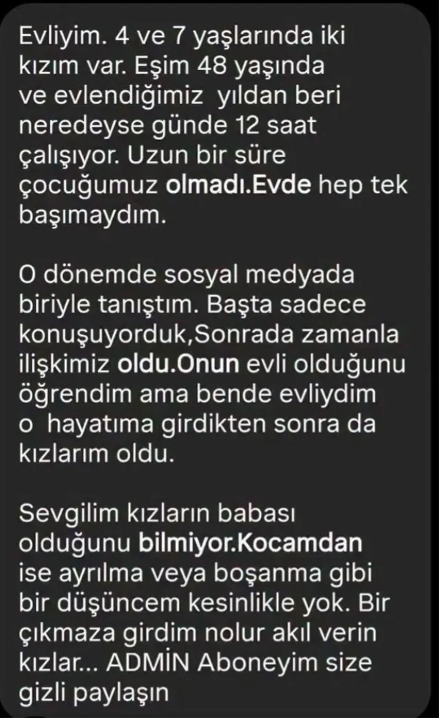 Evli Kadından Şaşkına Çeviren Itiraf “Kızlarımın Babası Sevgilim” (1)