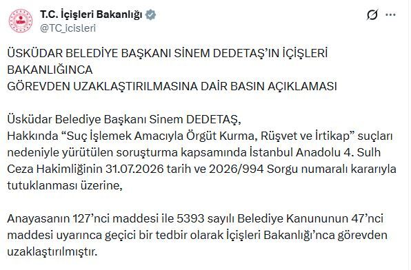 Üsküdar Belediye Başkanı Sinem Dedetaş Görevden Uzaklaştırıldı-1