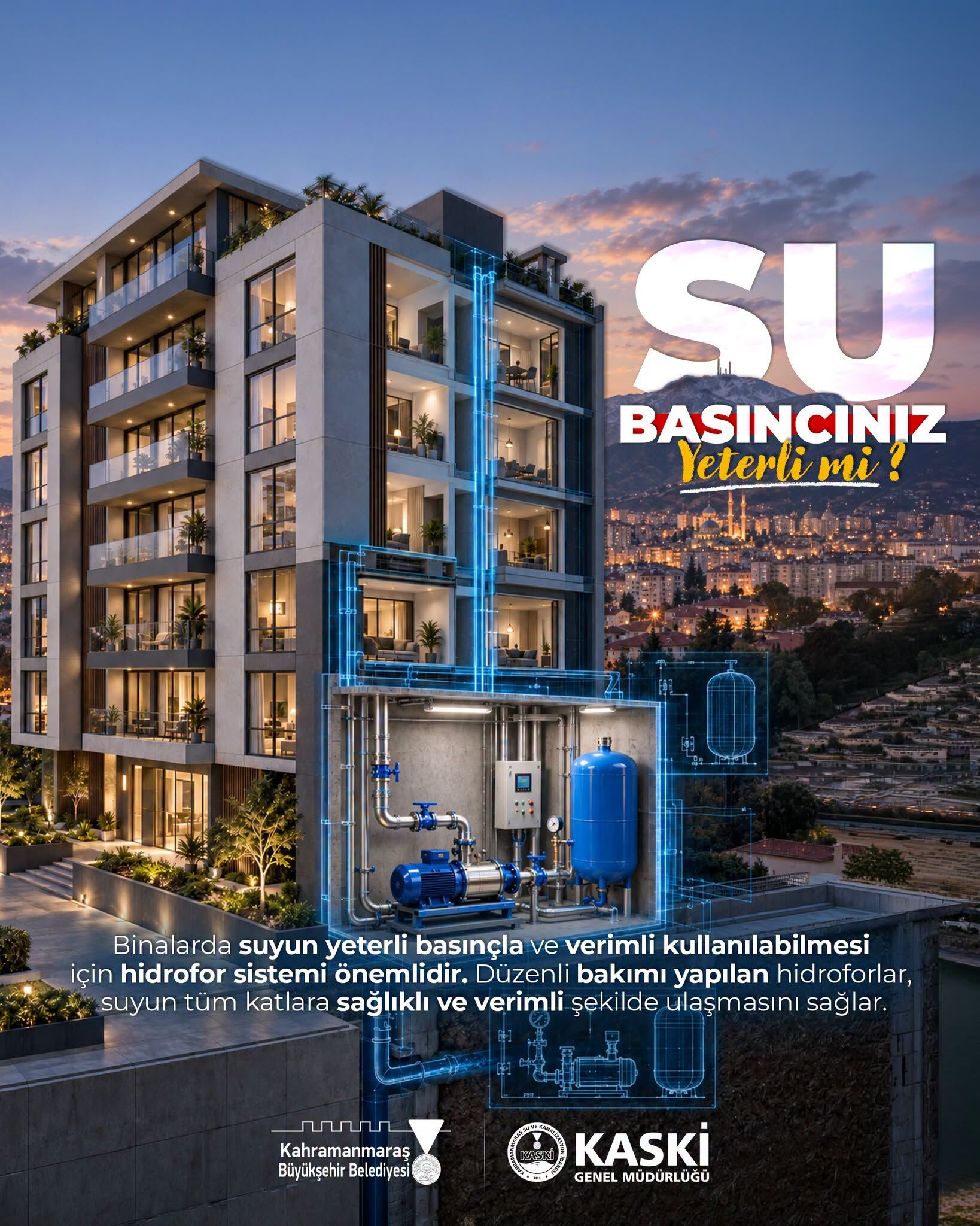 Kahramanmaraş’ta yüksek katlarda yaşayanlara su basıncı uyarısı-1