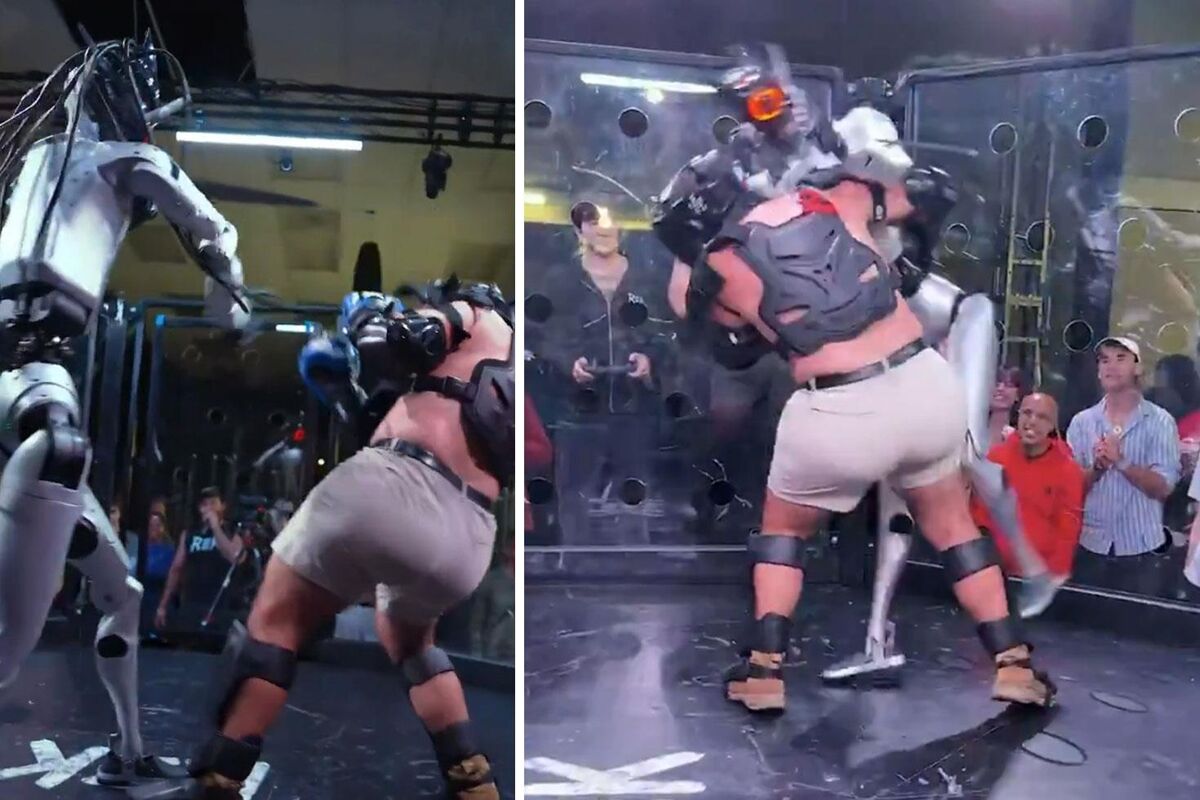 İnsan ve robot ringde kapıştı! Art arda darbeler indirdi