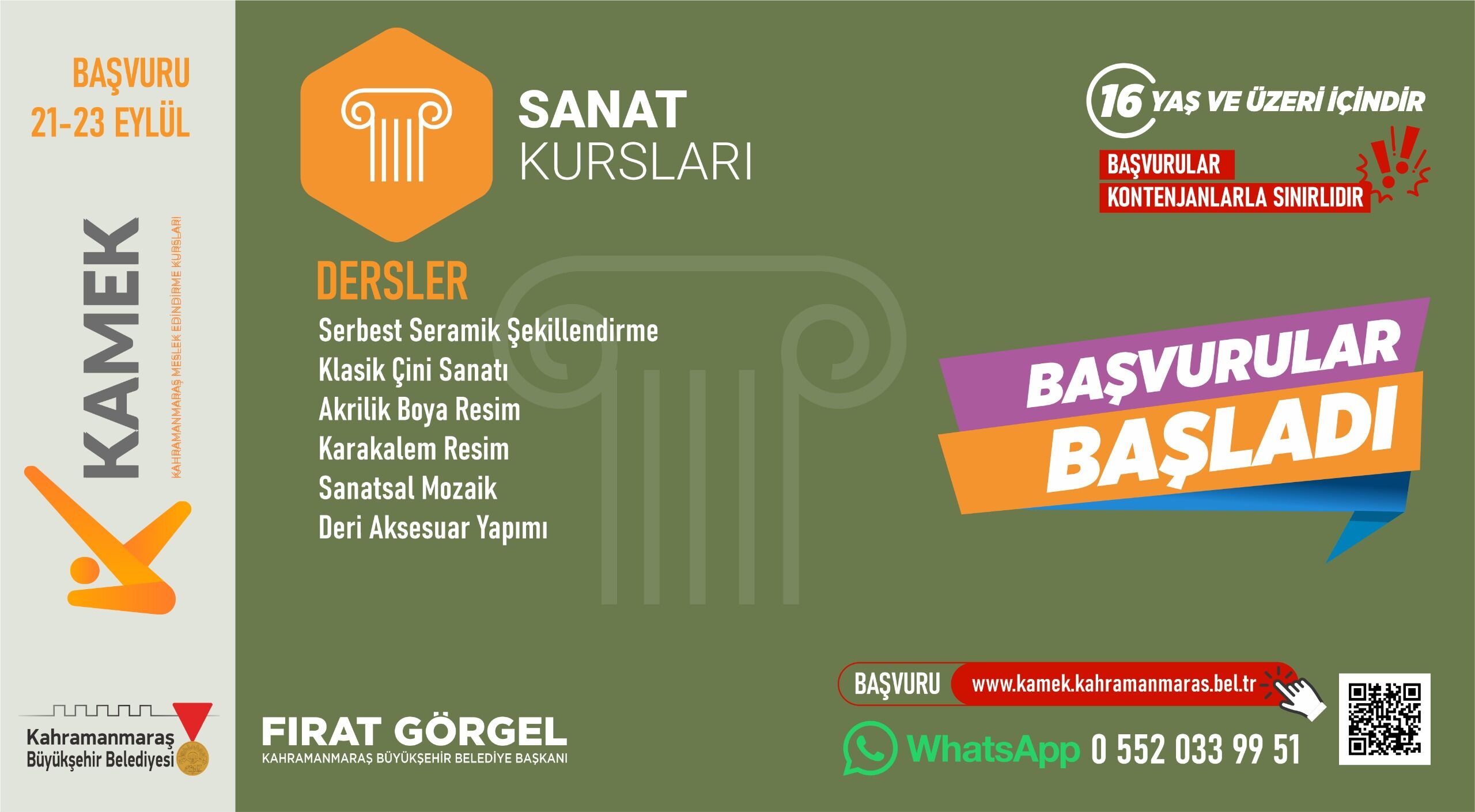 Kahramanmaraş’ta 30 Farklı Alanda Ücretsiz Eğitim! Kamek Başvuruları Başladı (1)
