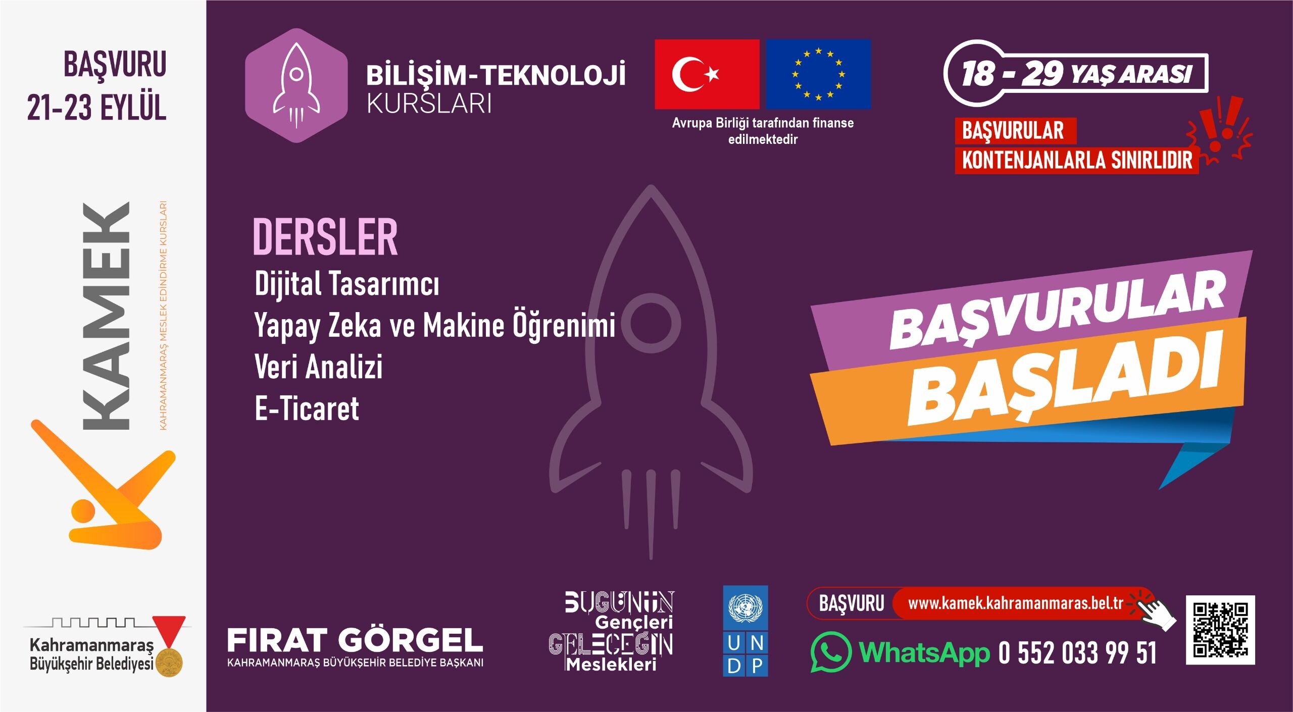Kahramanmaraş’ta 30 Farklı Alanda Ücretsiz Eğitim! Kamek Başvuruları Başladı (3)
