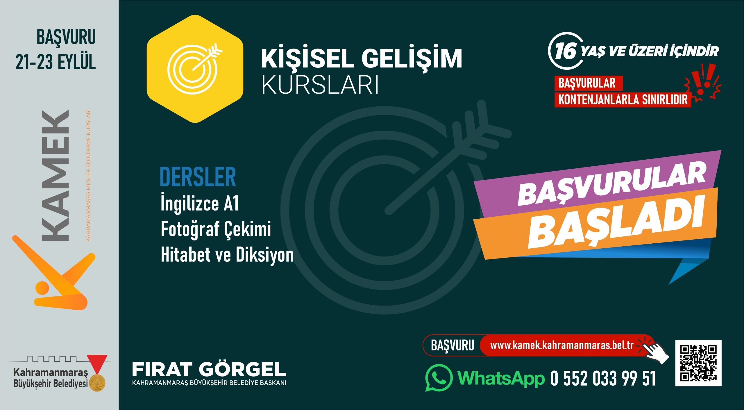 Kahramanmaraş’ta 30 Farklı Alanda Ücretsiz Eğitim! Kamek Başvuruları Başladı (5)