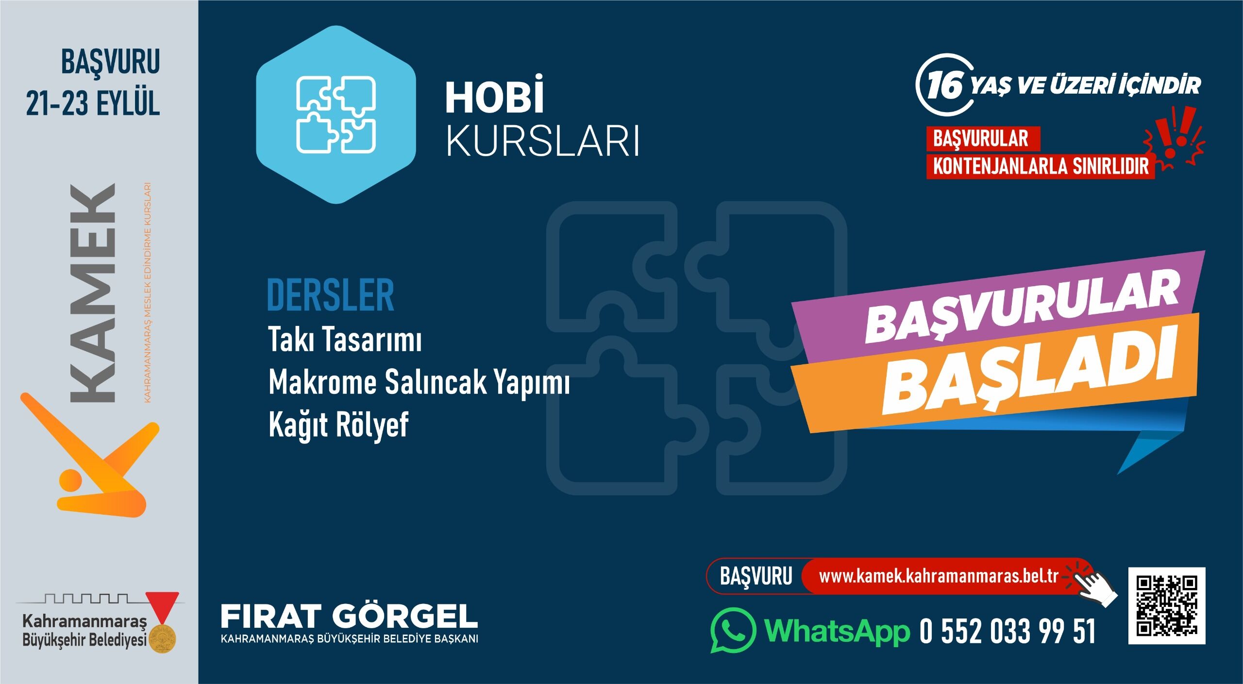Kahramanmaraş’ta 30 Farklı Alanda Ücretsiz Eğitim! Kamek Başvuruları Başladı (6)
