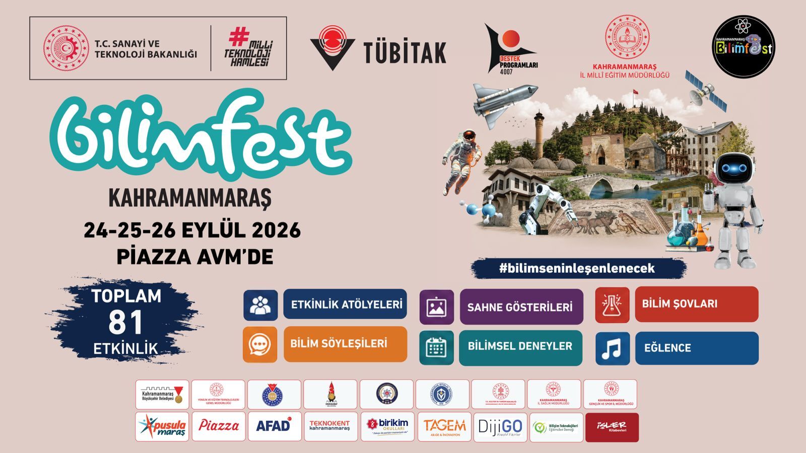 Kahramanmaraş’ta BİLİMFEST heyecanı başlıyor! 3 gün sürecek