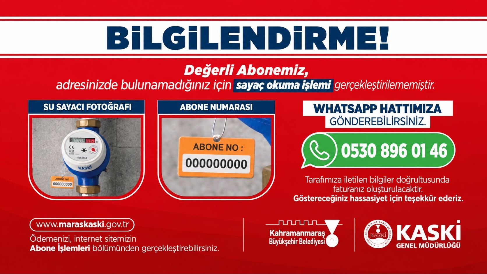 Kaski̇’den Abonelere Sayaç Uyarısı Fotoğraf Ve Abone Numaranızı Gönderin-1