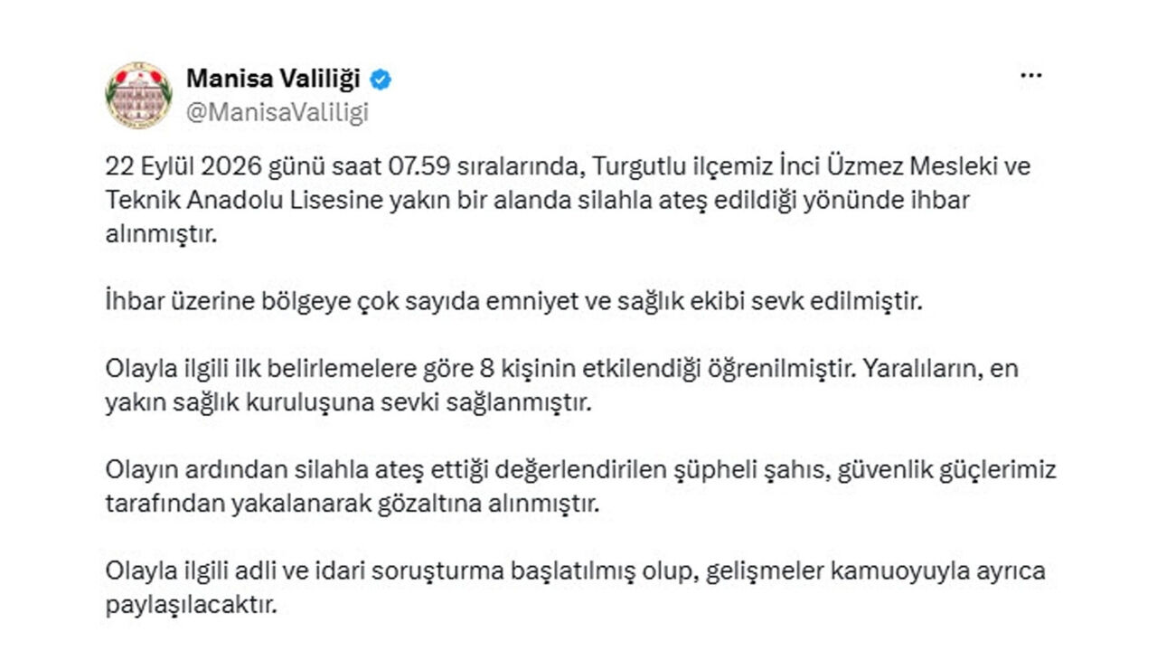 Manisa Valiliği Açıkladı! Okul Yakınındaki Saldırıda 8 Yaralı (1)