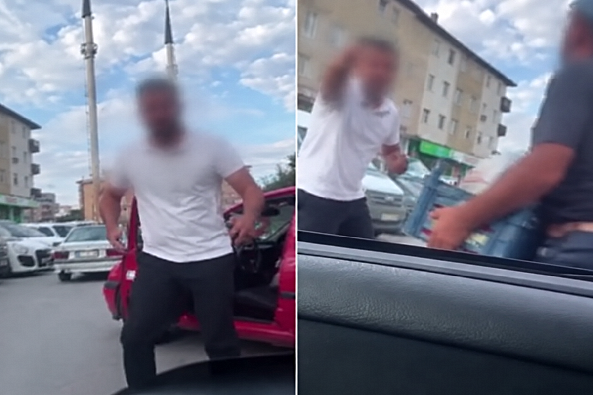 Trafikte korna kavgası büyüdü! Önünü kestiği araçtakileri tehdit etti