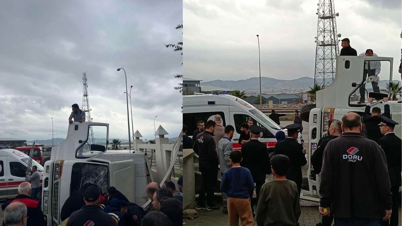 Kahramanmaraş-Kayseri yolunda kamyon devrildi! Cami duvarına çarptı