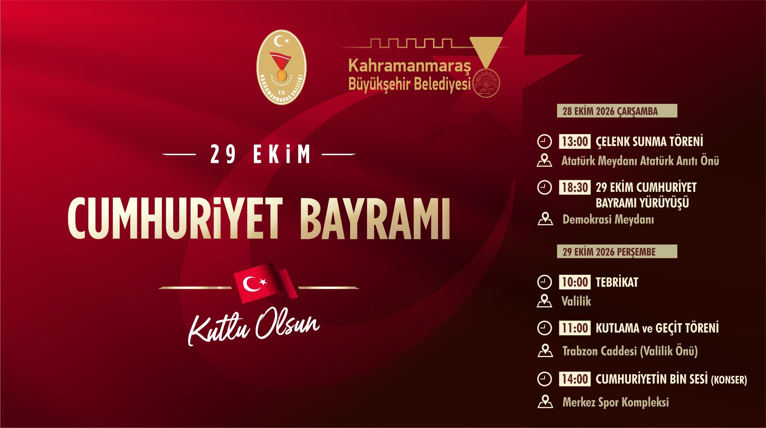 Kahramanmaraş’ta 29 Ekim Programı Belli Oldu! İşte Etkinlik Saatleri-1