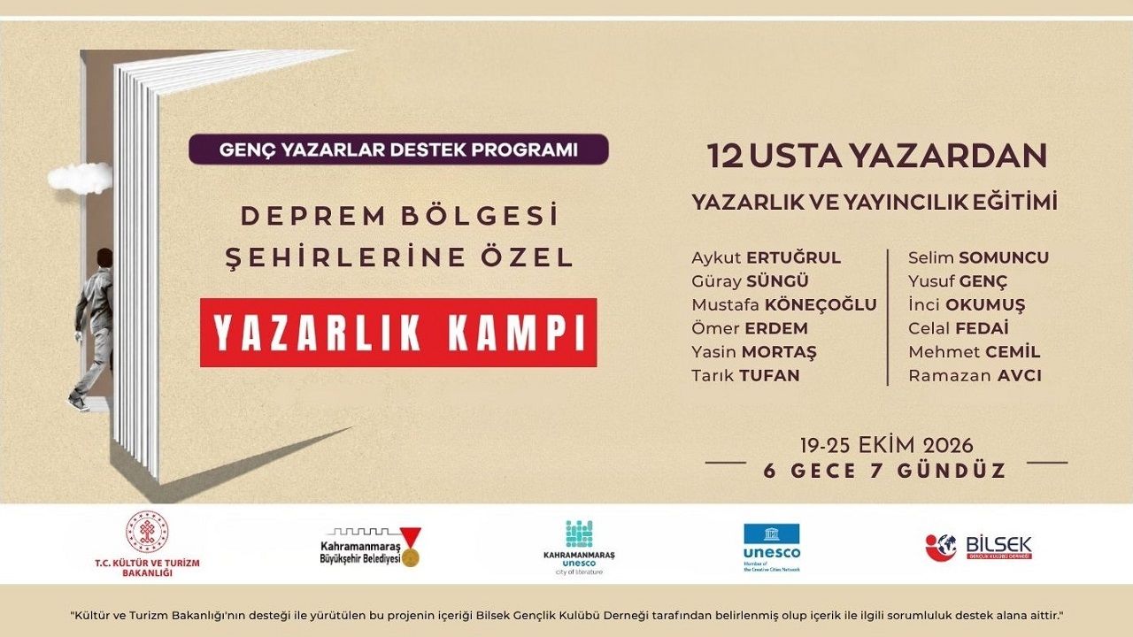 Kahramanmaraş'ta Genç Yazarlar Için Yazarlık Kampı Başlıyor! 4 Şehirden 20 Kişi Katılacak