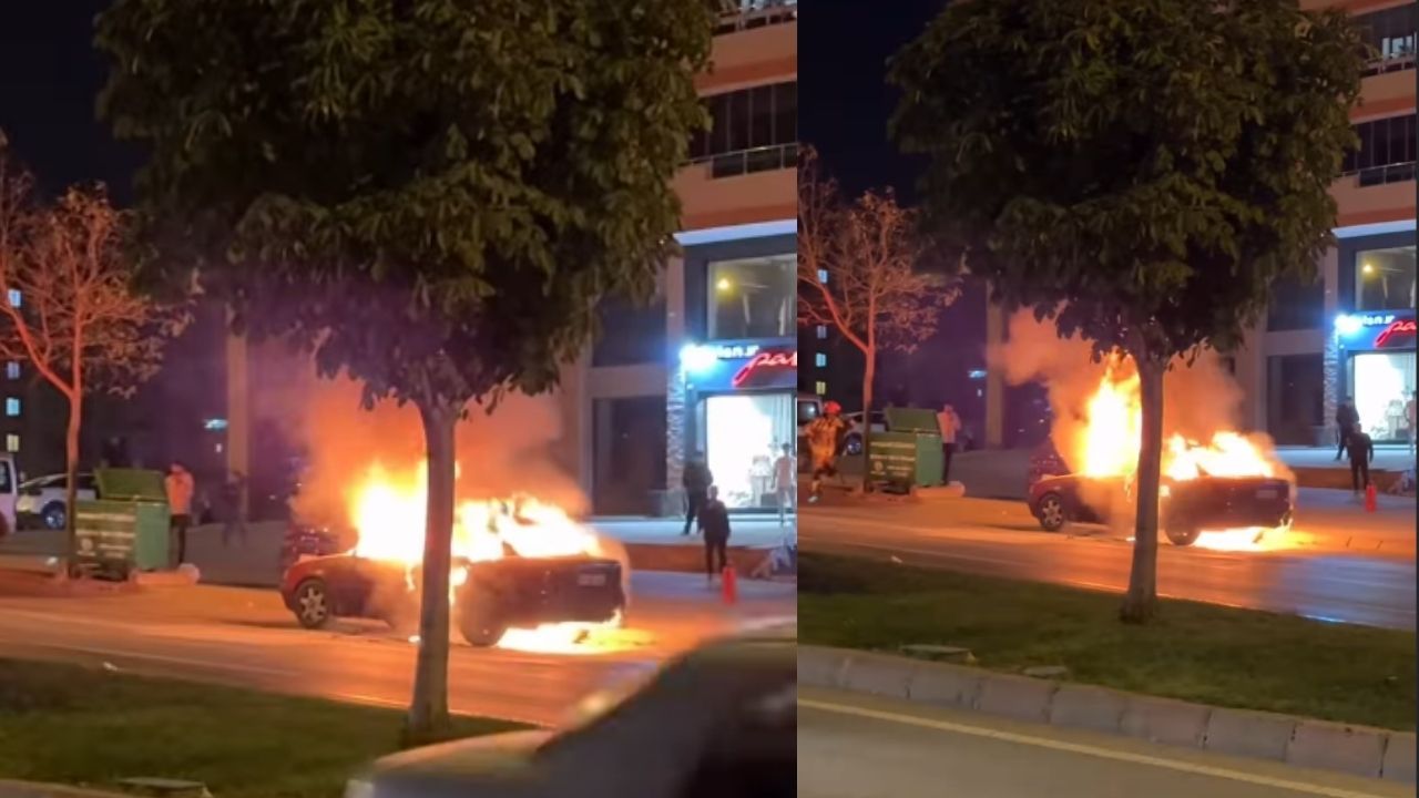 Kahramanmaraş’ta Seyir Halindeki Otomobil Alev Aldı