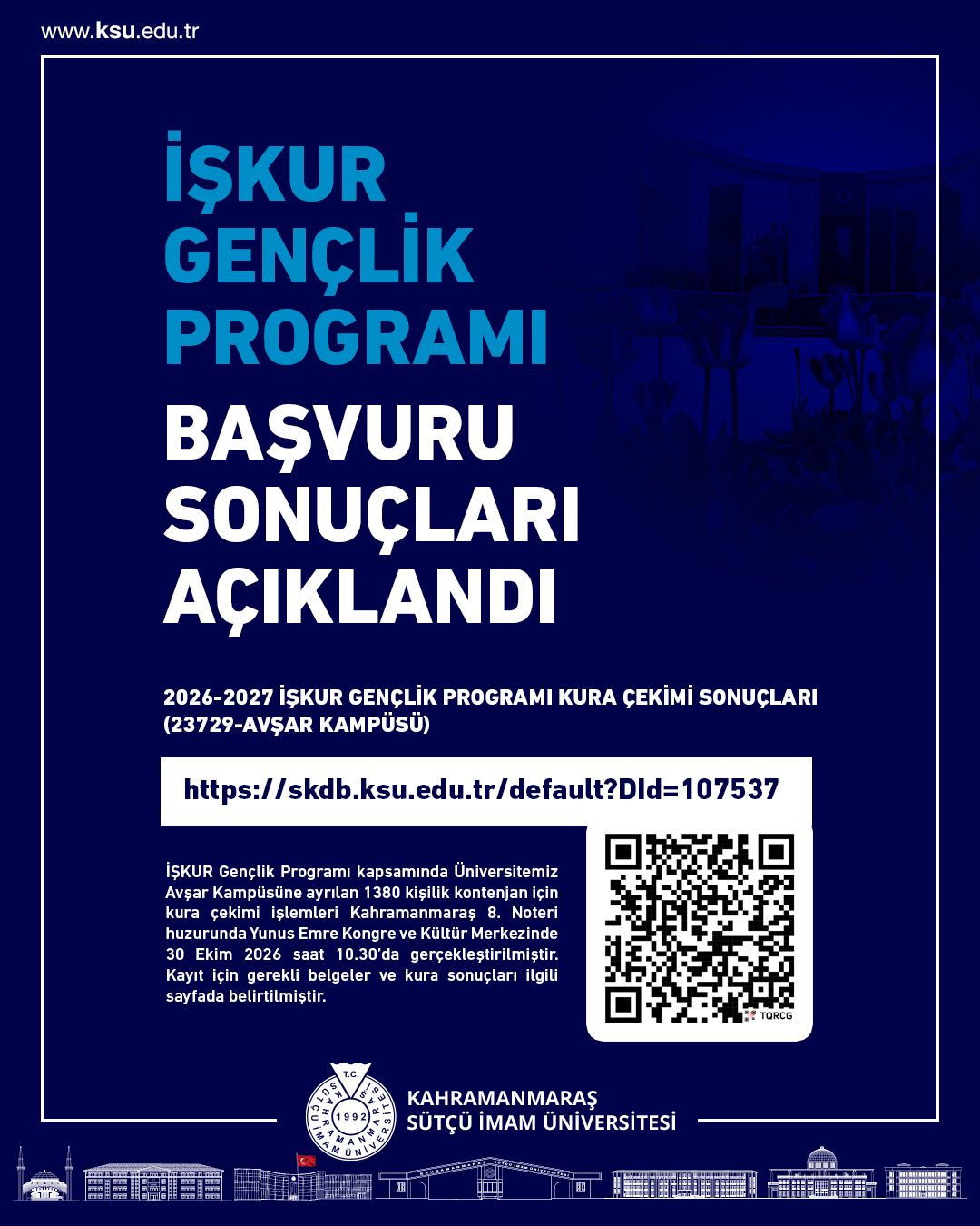 Ksü İşkur Gençlik Programı Kura Sonuçları Açıklandı (2)